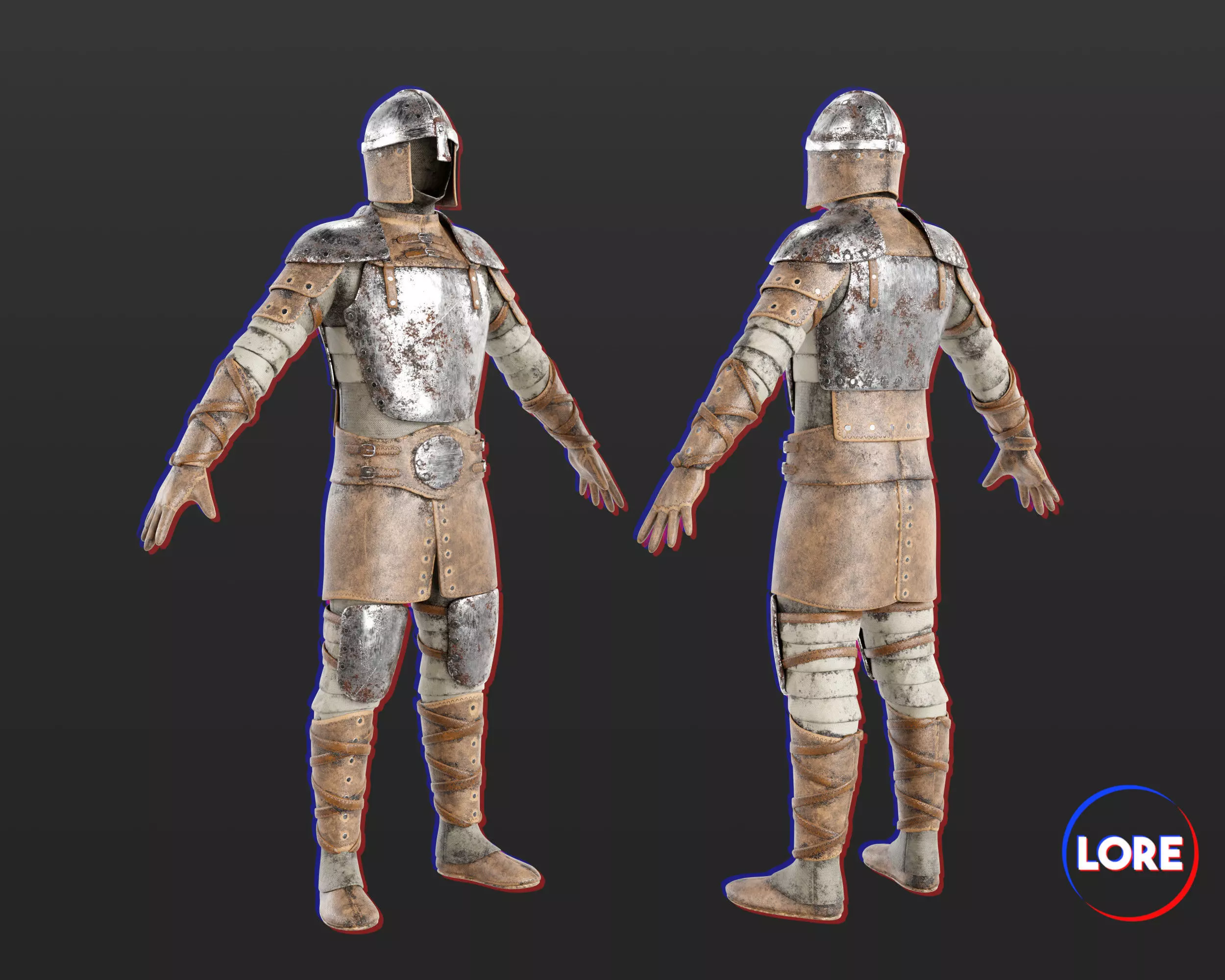 Medieval Crude Armor Suit Low-poly 3D model_0