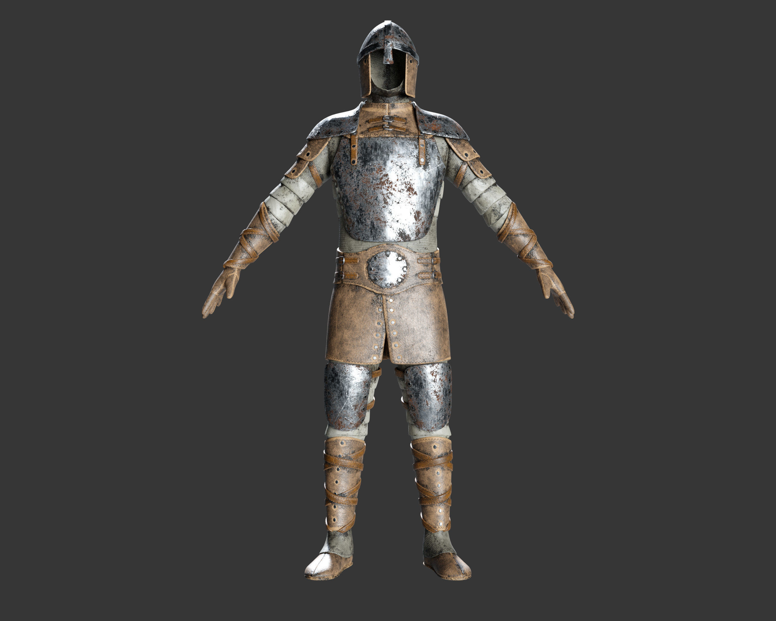 Medieval Crude Armor Suit Low-poly 3D model_4