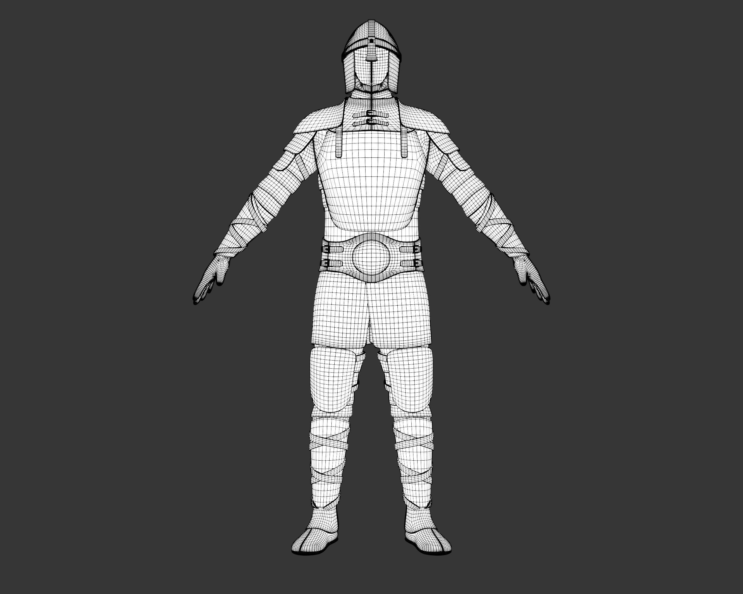 Medieval Crude Armor Suit Low-poly 3D model_16