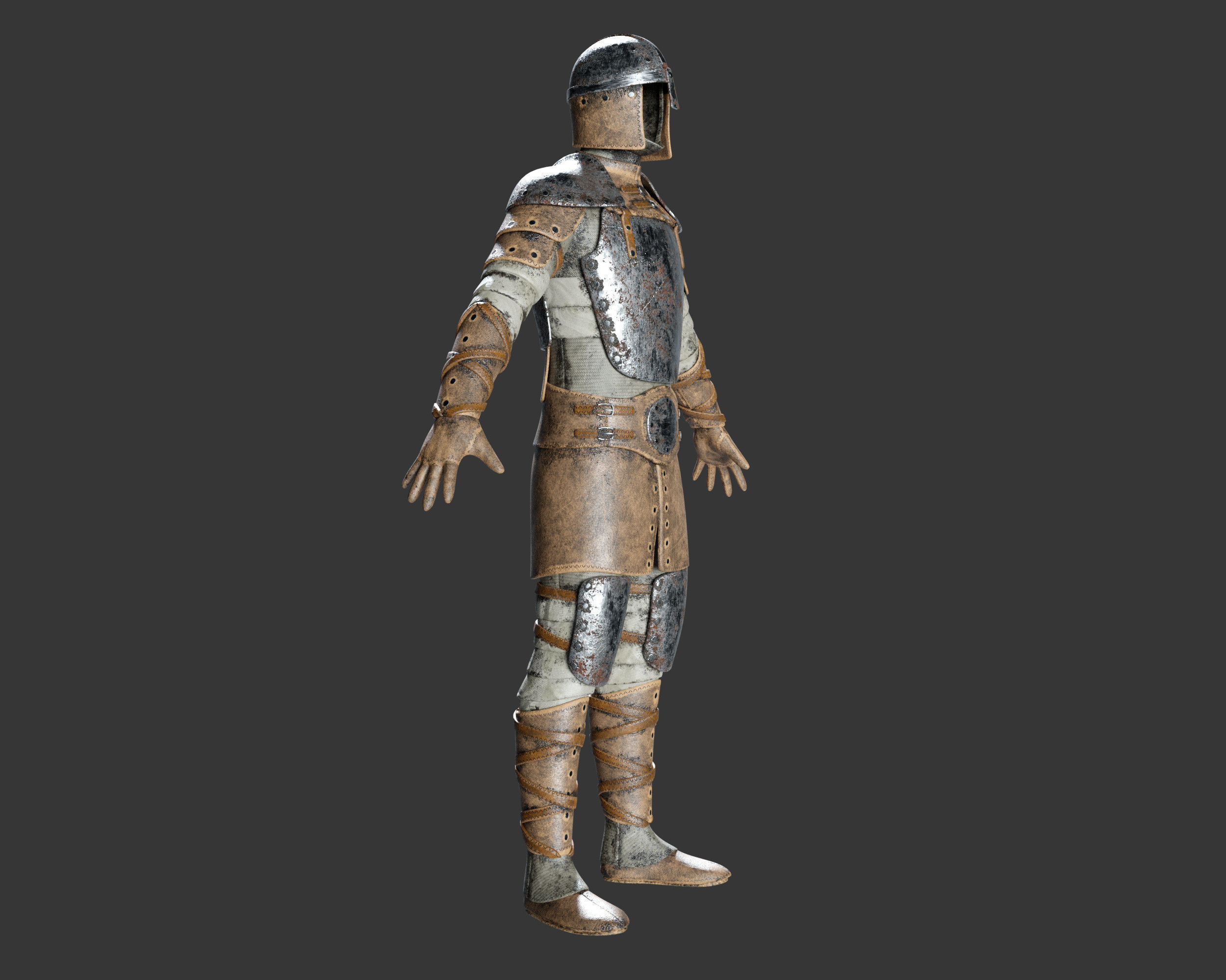 Medieval Crude Armor Suit Low-poly 3D model_9