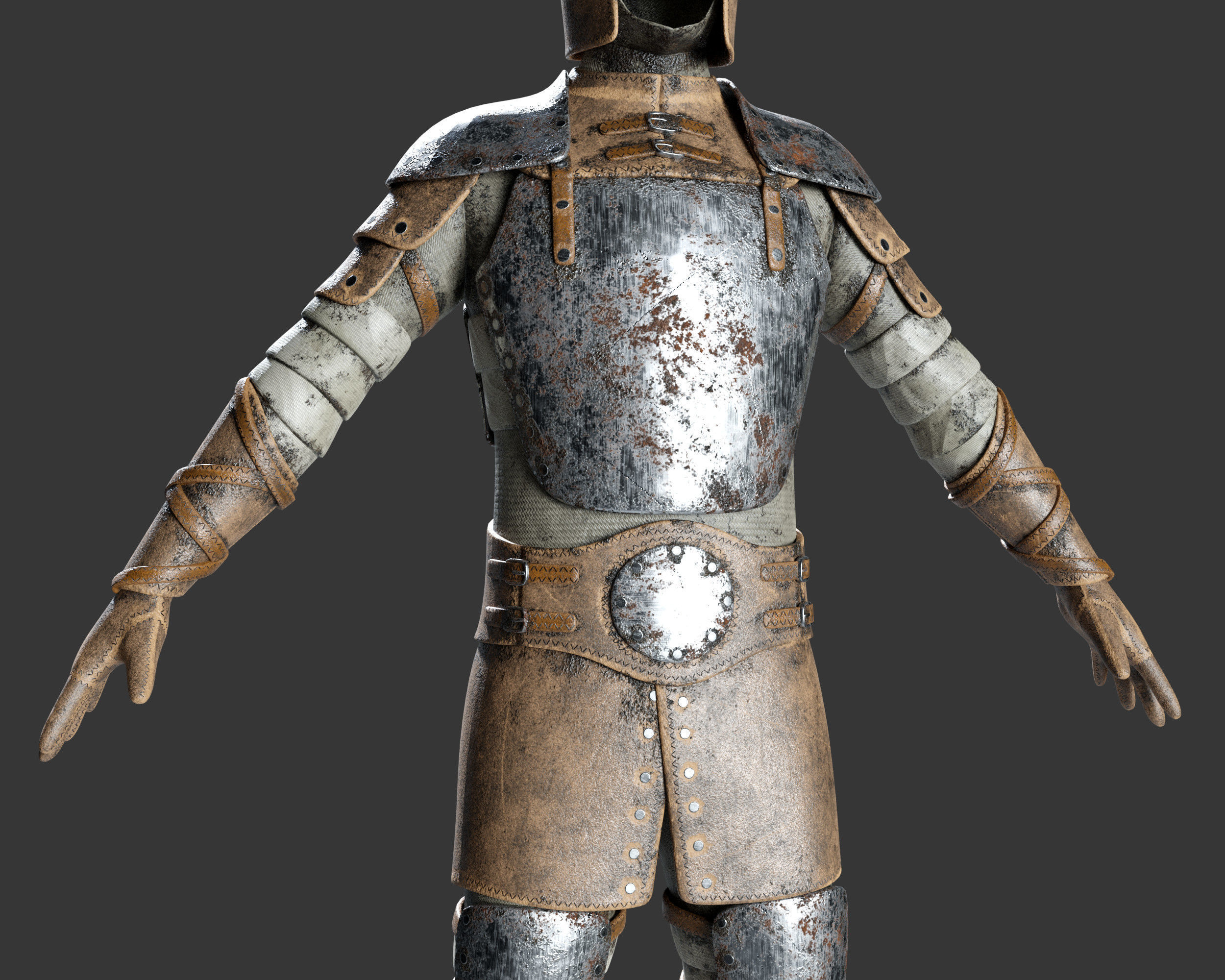 Medieval Crude Armor Suit Low-poly 3D model_25