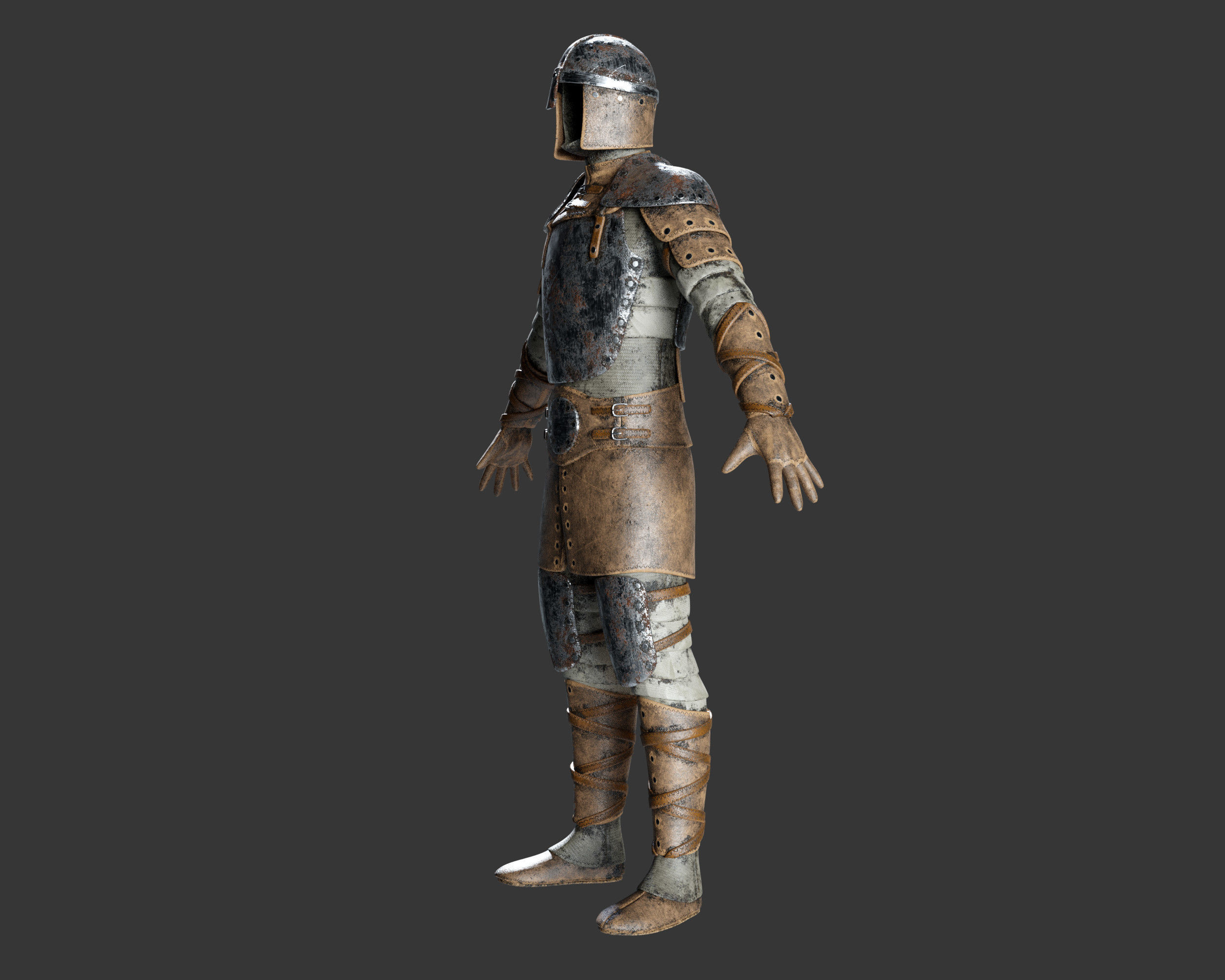 Medieval Crude Armor Suit Low-poly 3D model_5