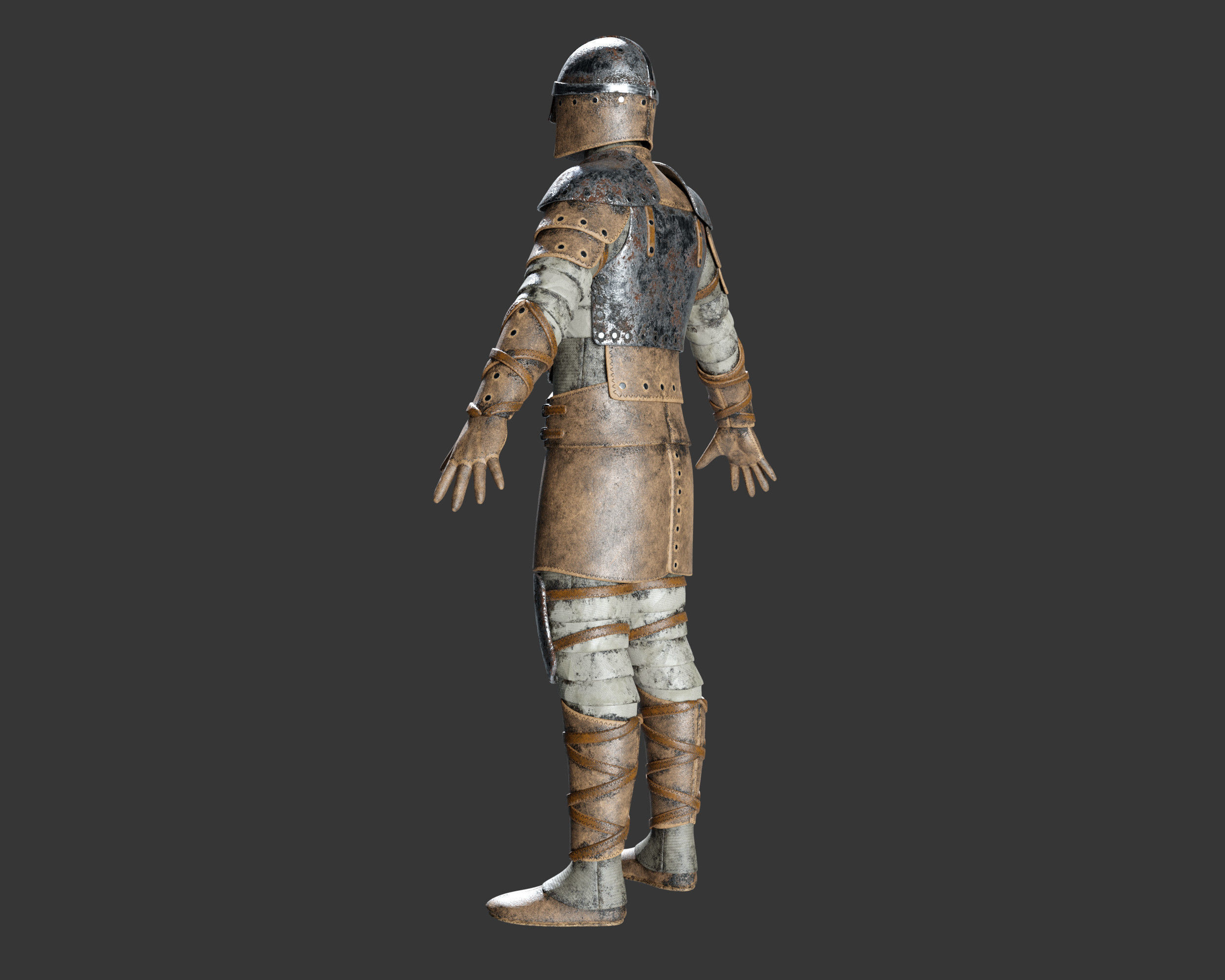 Medieval Crude Armor Suit Low-poly 3D model_6