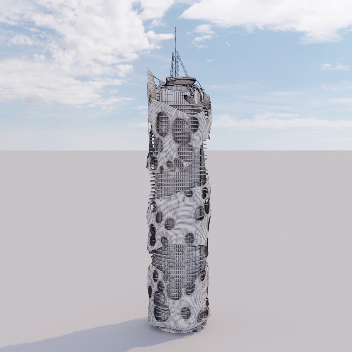 Futuristic building 20 3D model_4