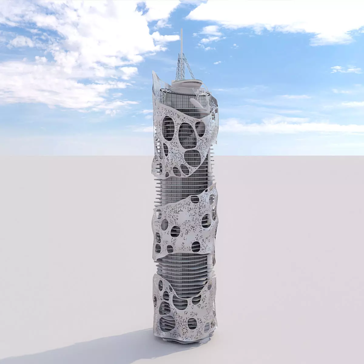 Futuristic building 20 3D model_0
