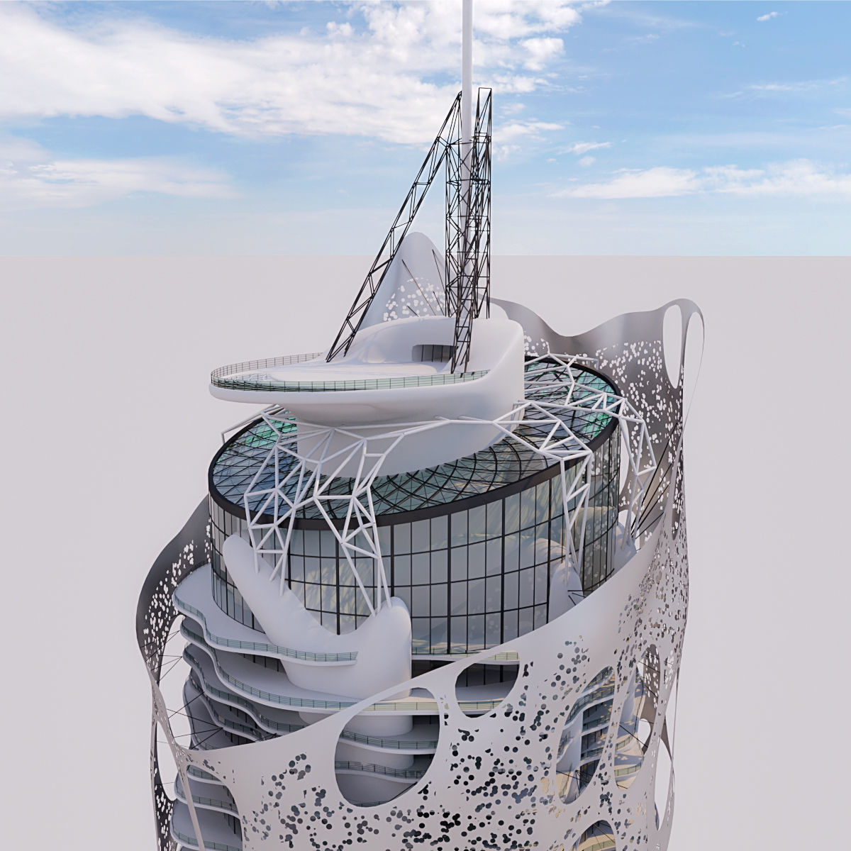Futuristic building 20 3D model_1