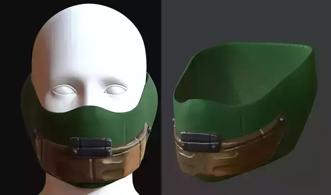 Gas mask helmet 3d model scifi Low-poly 