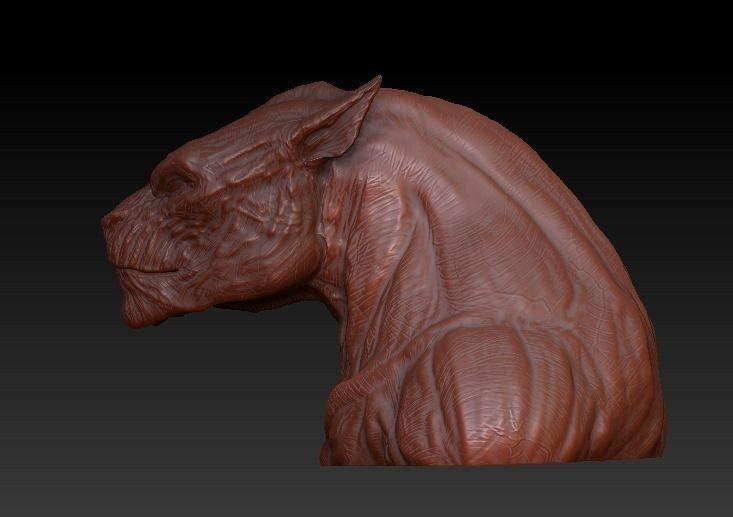 Lycan Head bust open and closed mouth 3D model_4