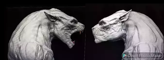 Lycan Head bust open and closed mouth