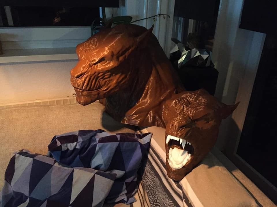 Lycan Head bust open and closed mouth 3D model_8