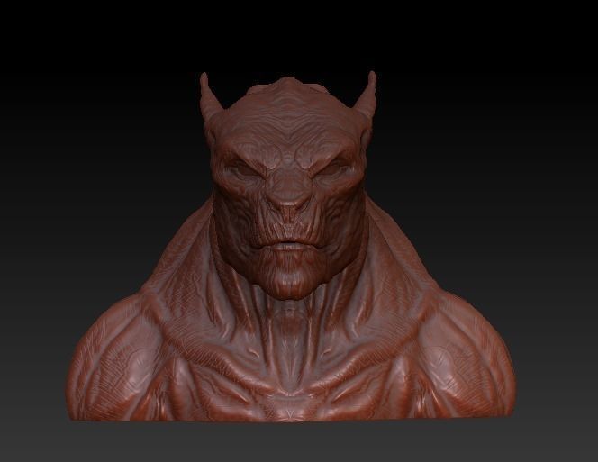 Lycan Head bust open and closed mouth 3D model_7