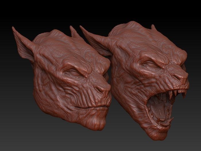Lycan Head bust open and closed mouth 3D model_1