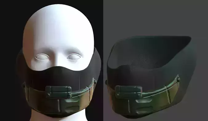 Gas mask helmet 3d model scifi Low-poly 