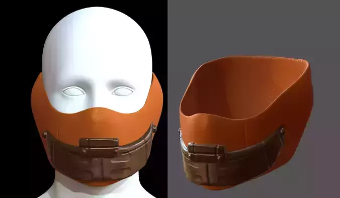 Gas mask helmet 3d model scifi Low-poly 
