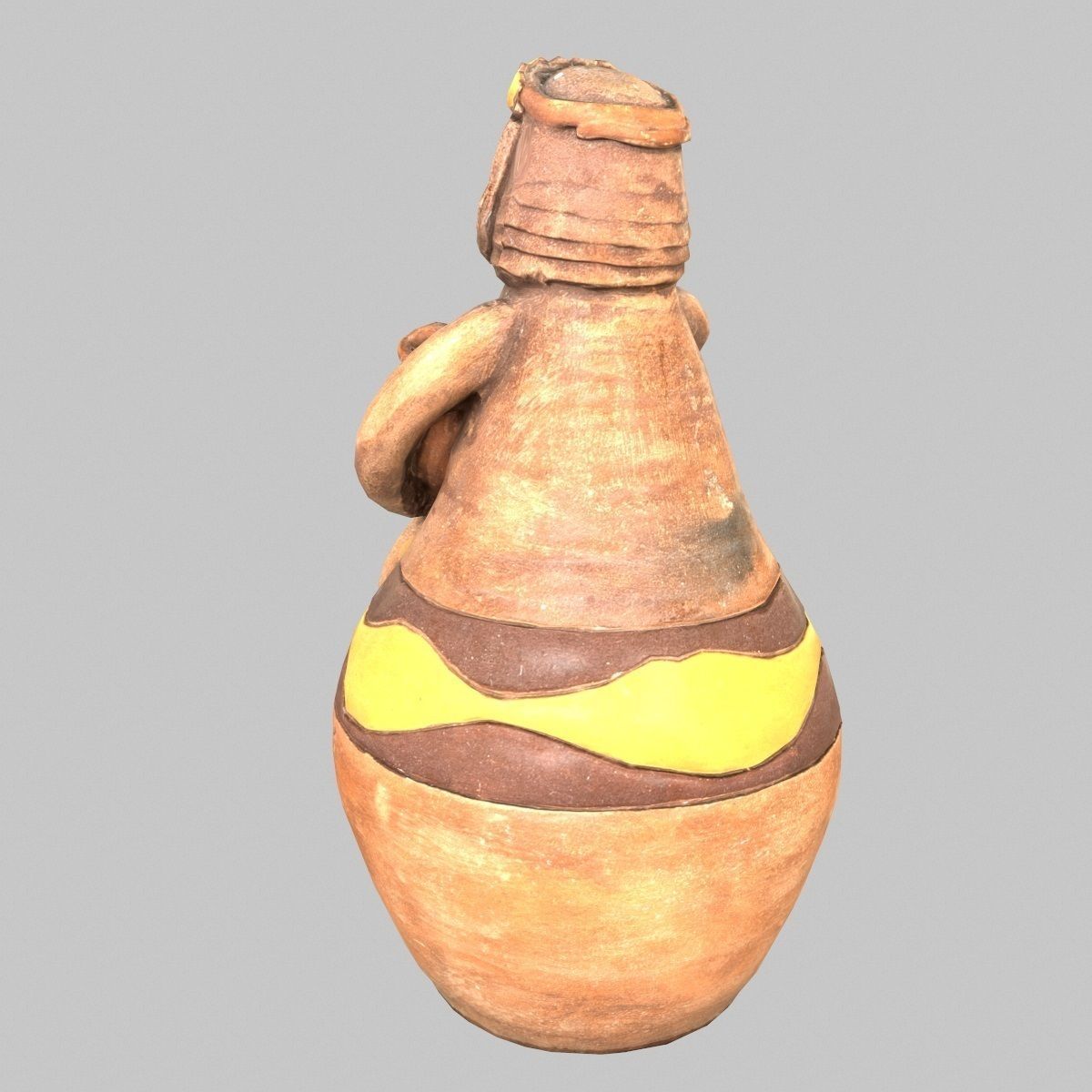 Penholder 2 clay figurine of woman holding pot Low-poly 3D model_9