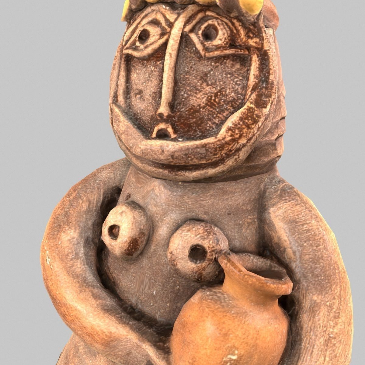 Penholder 2 clay figurine of woman holding pot Low-poly 3D model_11