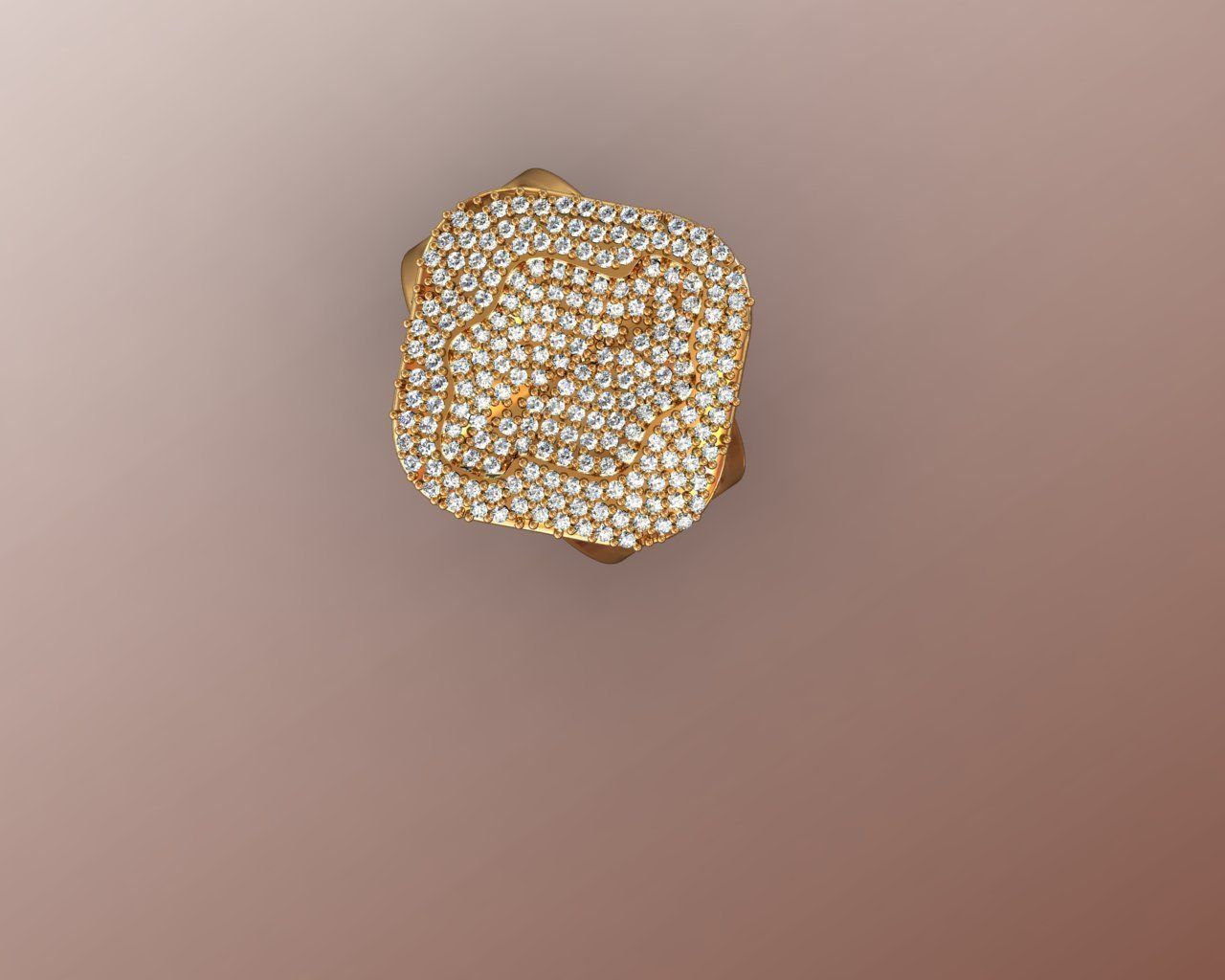 Ring gold with diamonds 3D print model_1
