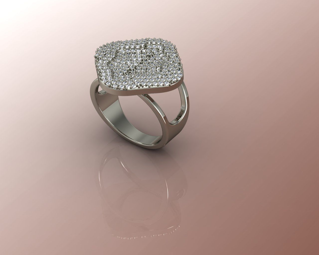 Ring gold with diamonds 3D print model_2