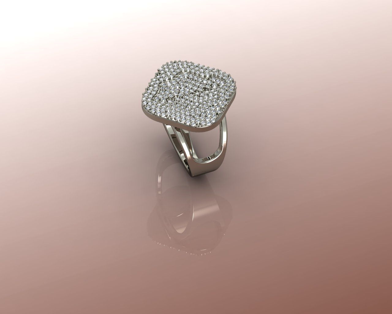 Ring gold with diamonds 3D print model_3