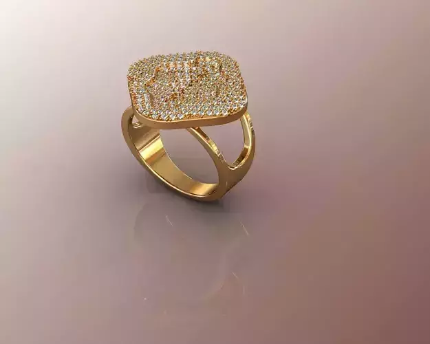 Ring gold with diamonds 3D print model