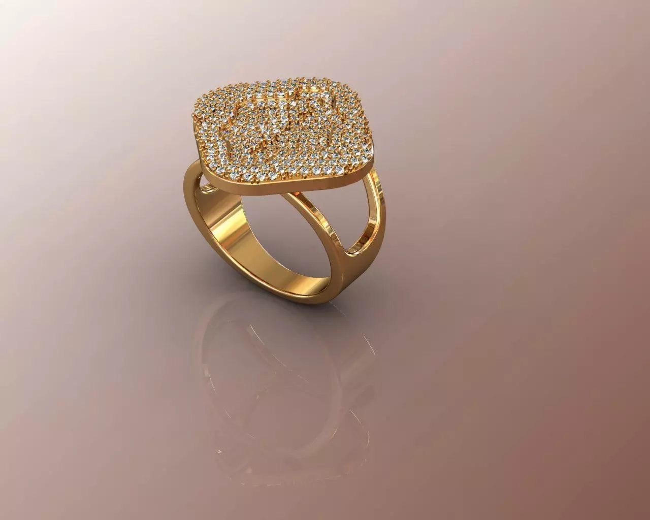 Ring gold with diamonds 3D print model_0