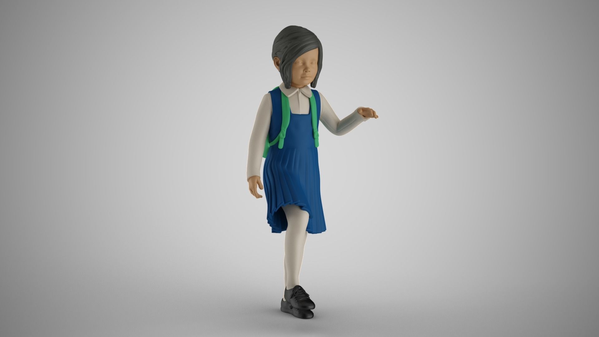 Little School Girl Climbing Steps 2 3D print model_5