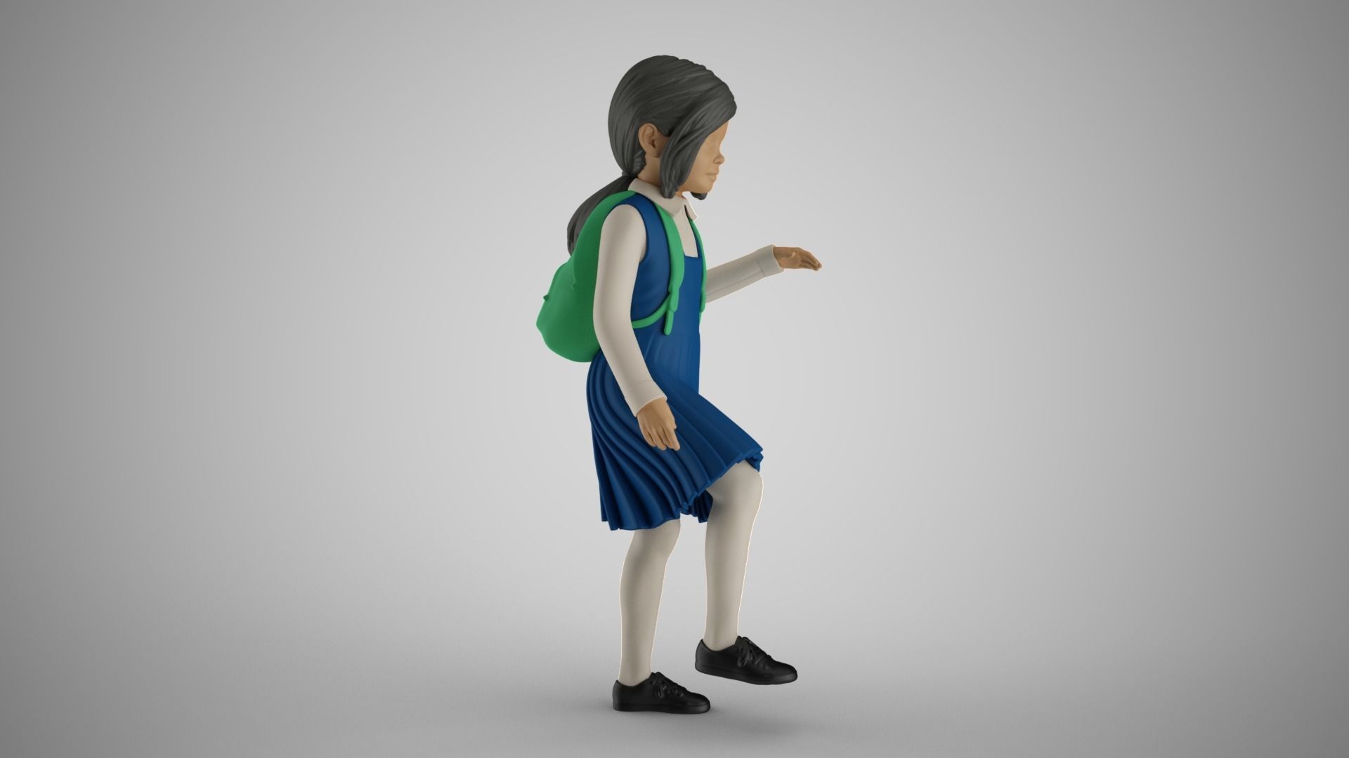 Little School Girl Climbing Steps 2 3D print model_6