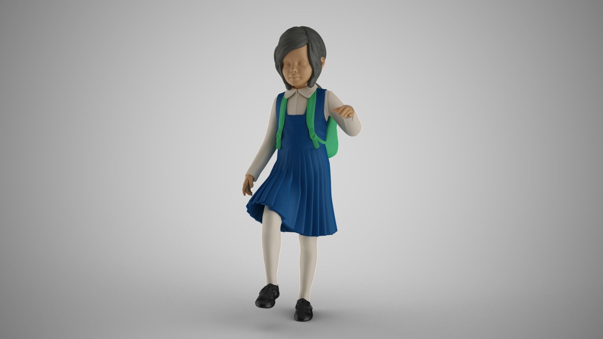 Little School Girl Climbing Steps 2 3D print model_4