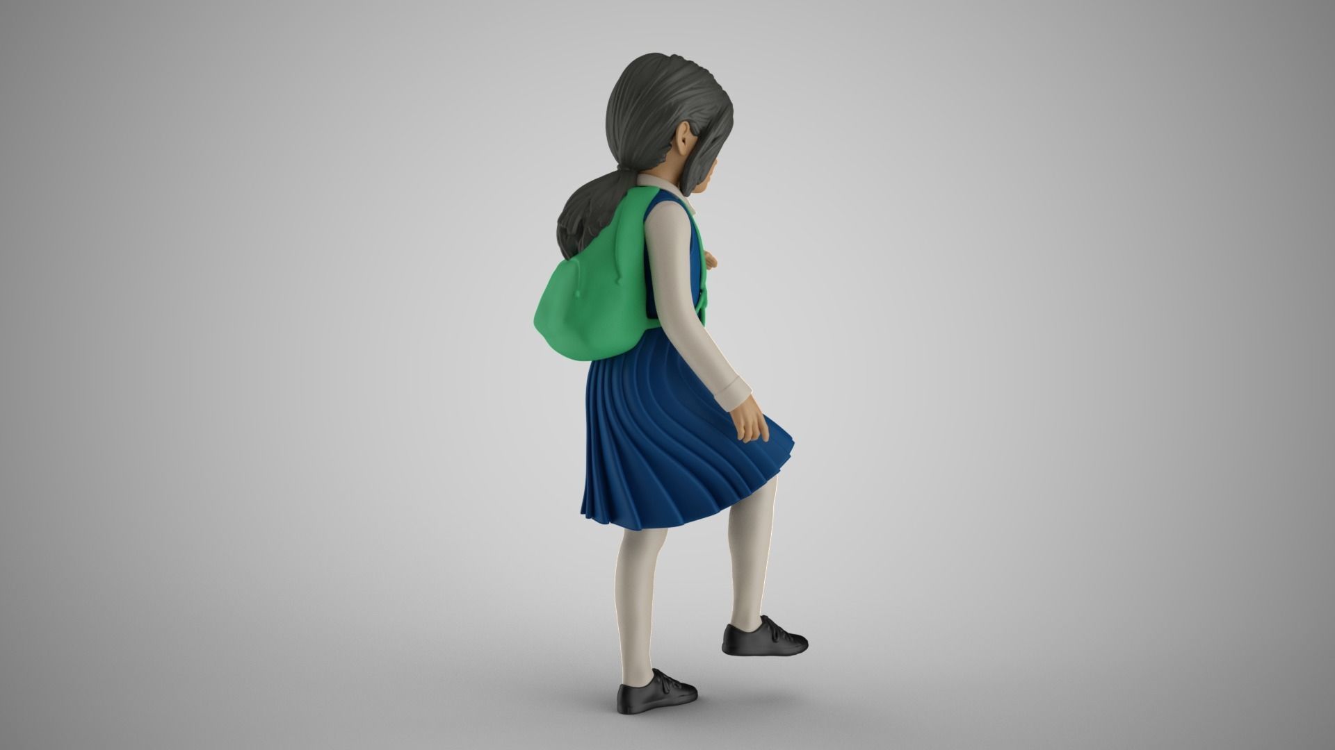 Little School Girl Climbing Steps 2 3D print model_7