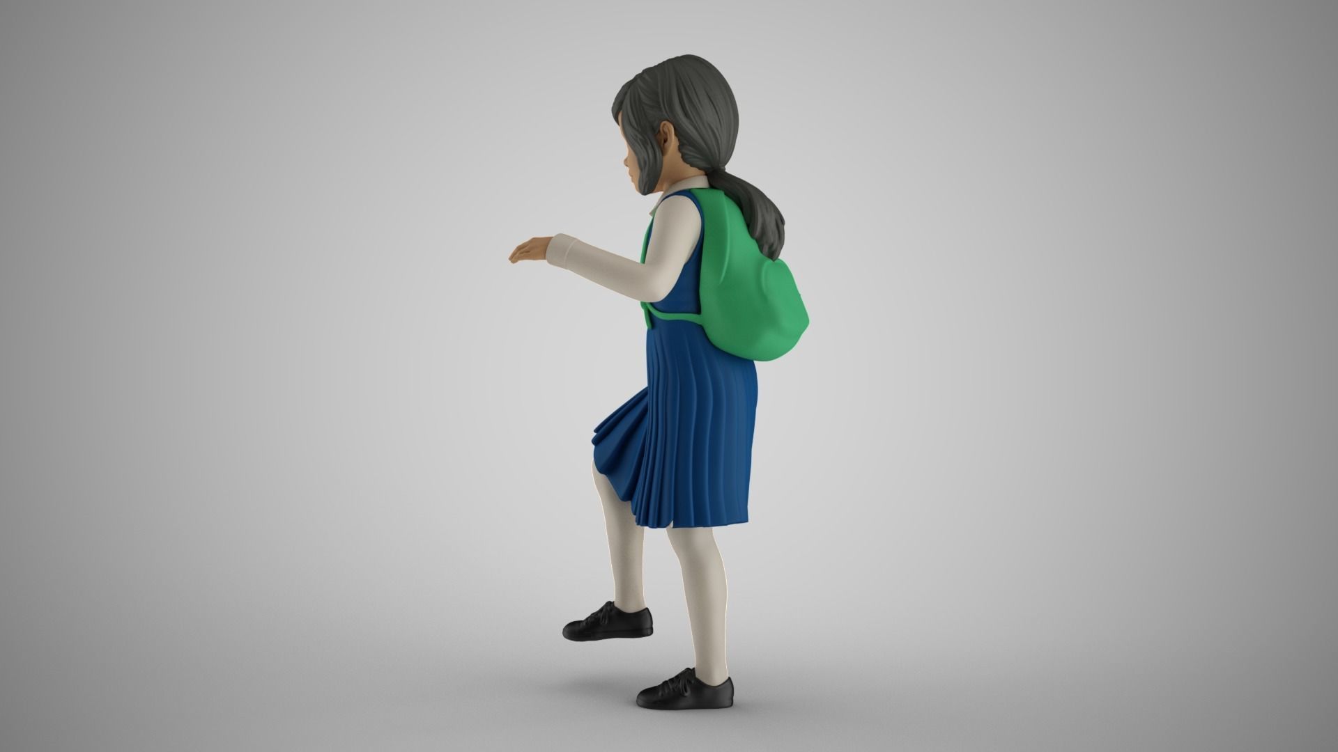 Little School Girl Climbing Steps 2 3D print model_10