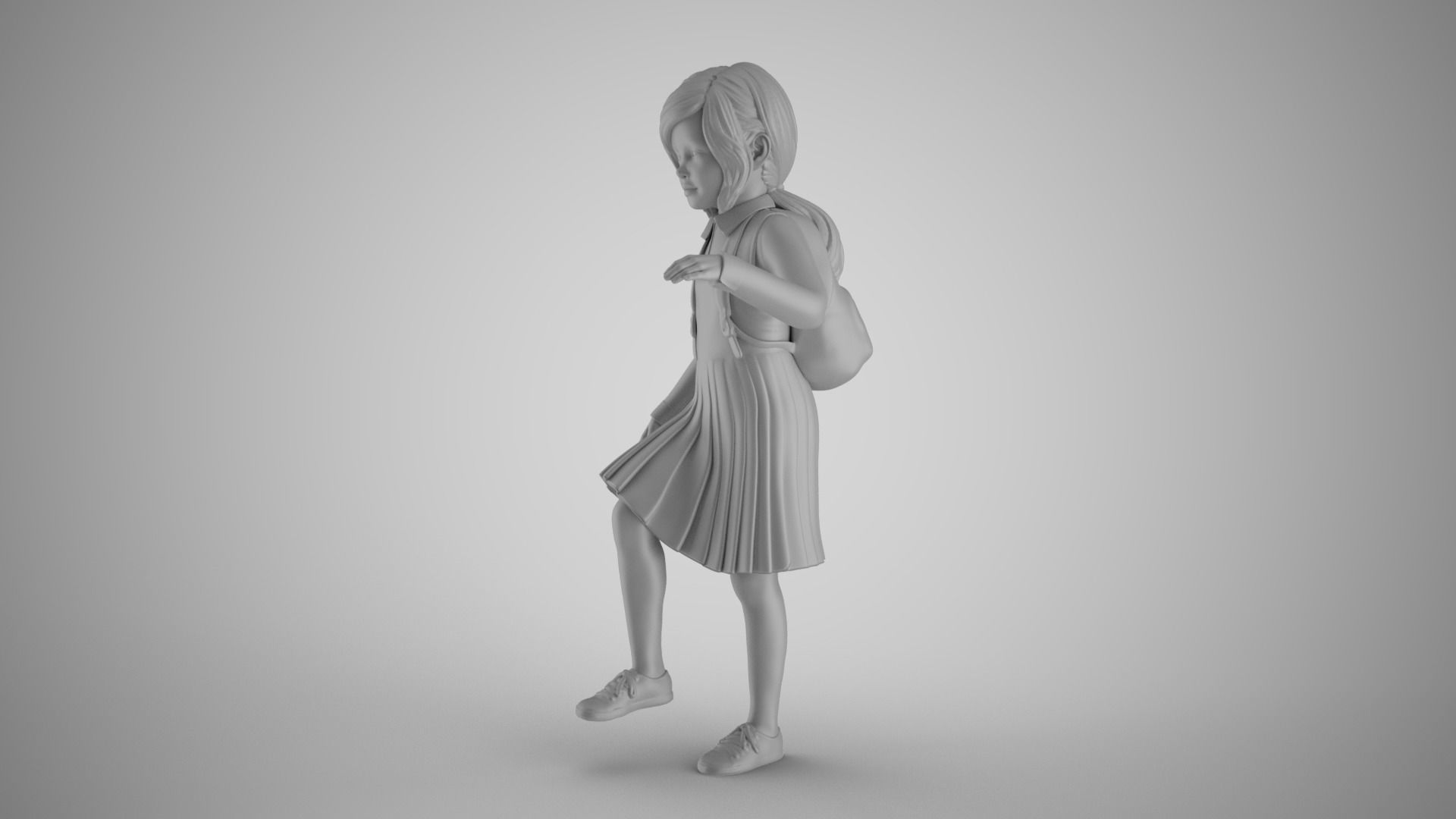 Little School Girl Climbing Steps 2 3D print model_2