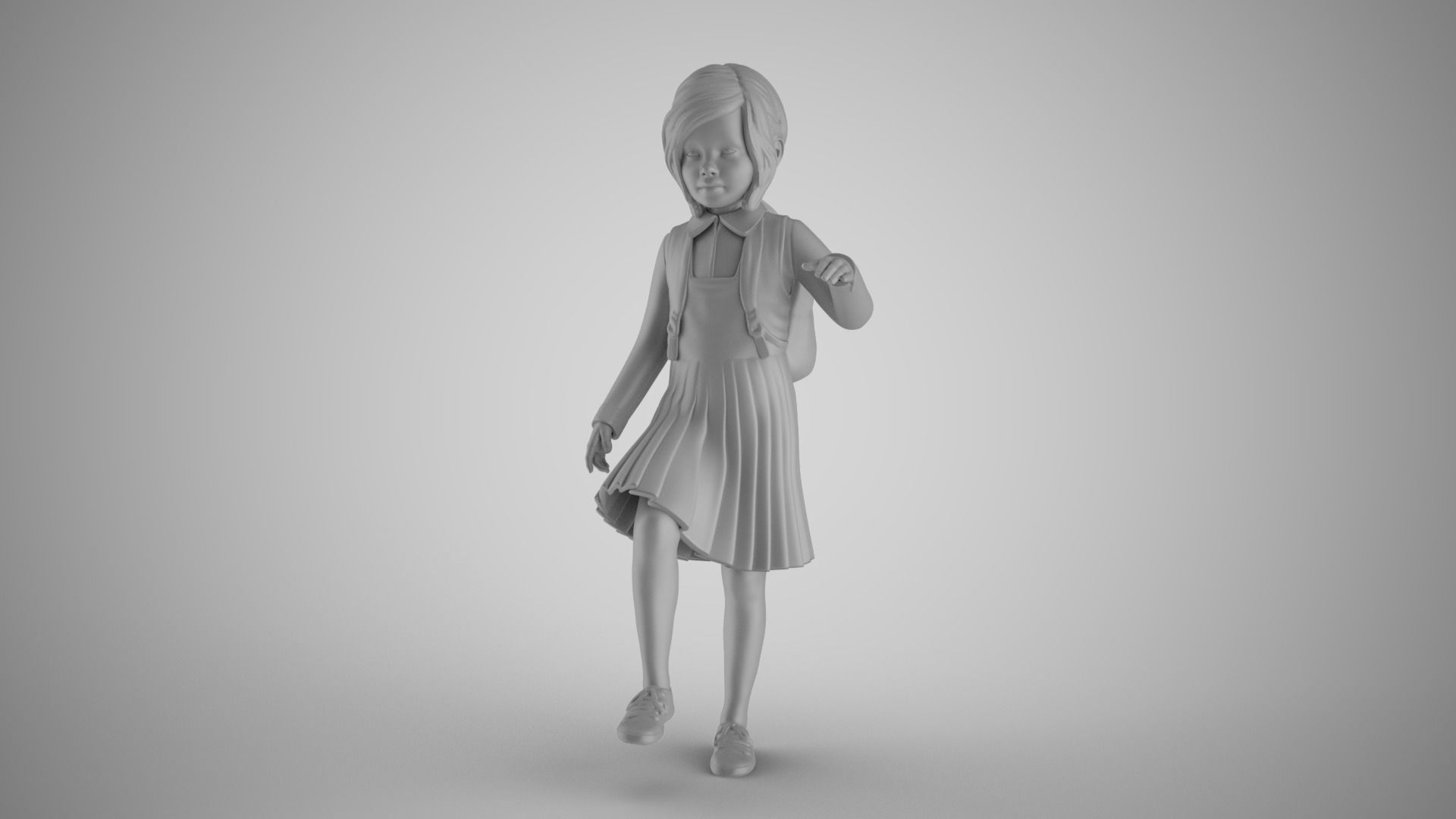 Little School Girl Climbing Steps 2 3D print model_1