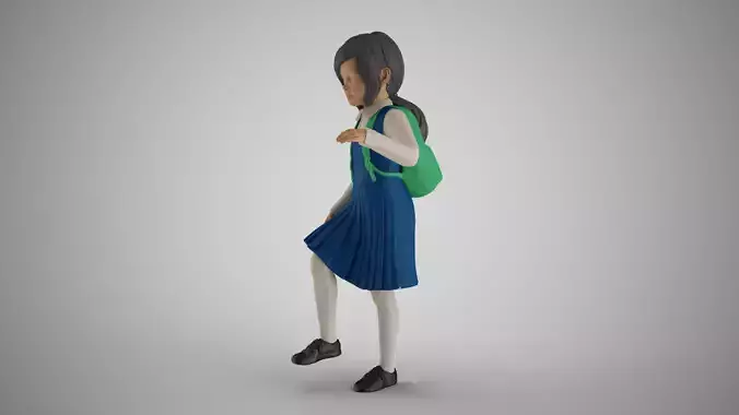 Little School Girl Climbing Steps 2 3D print model