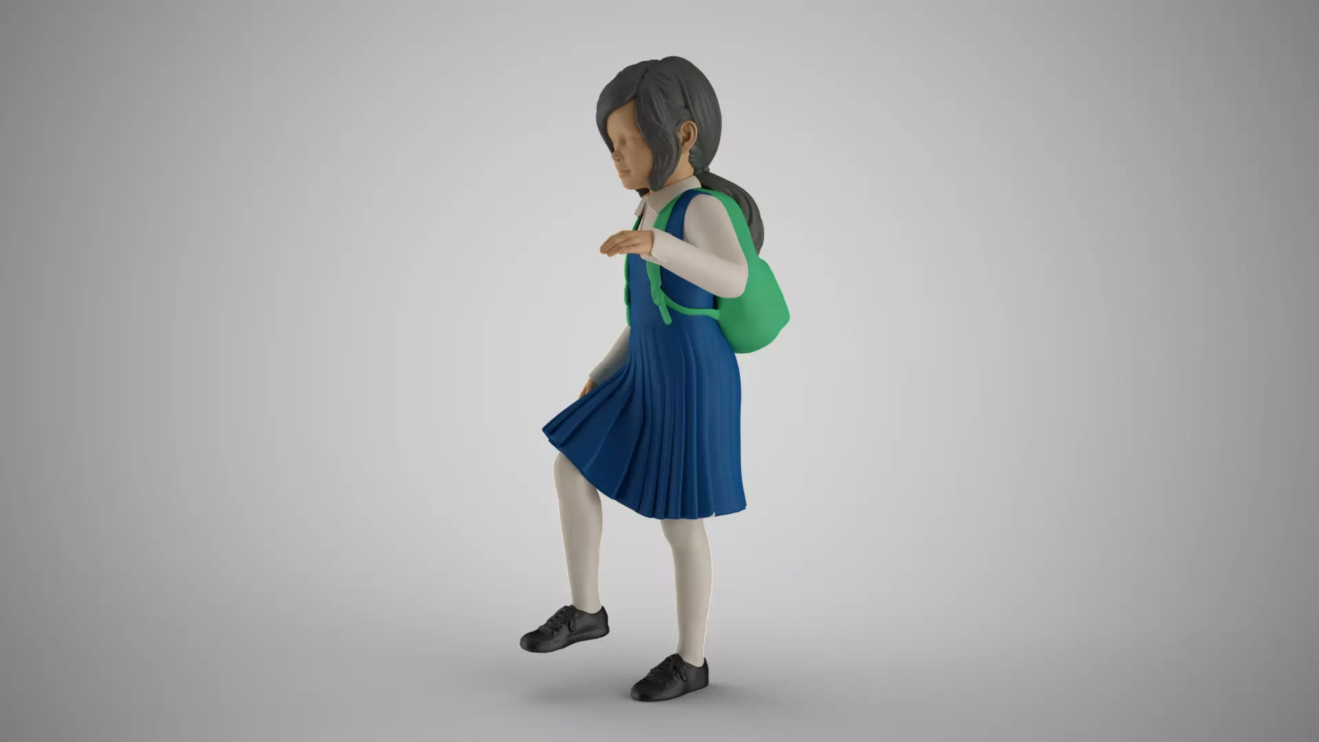 Little School Girl Climbing Steps 2 3D print model_0