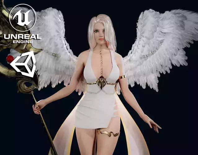 Angel Girl - Game Ready Low-poly 3D model