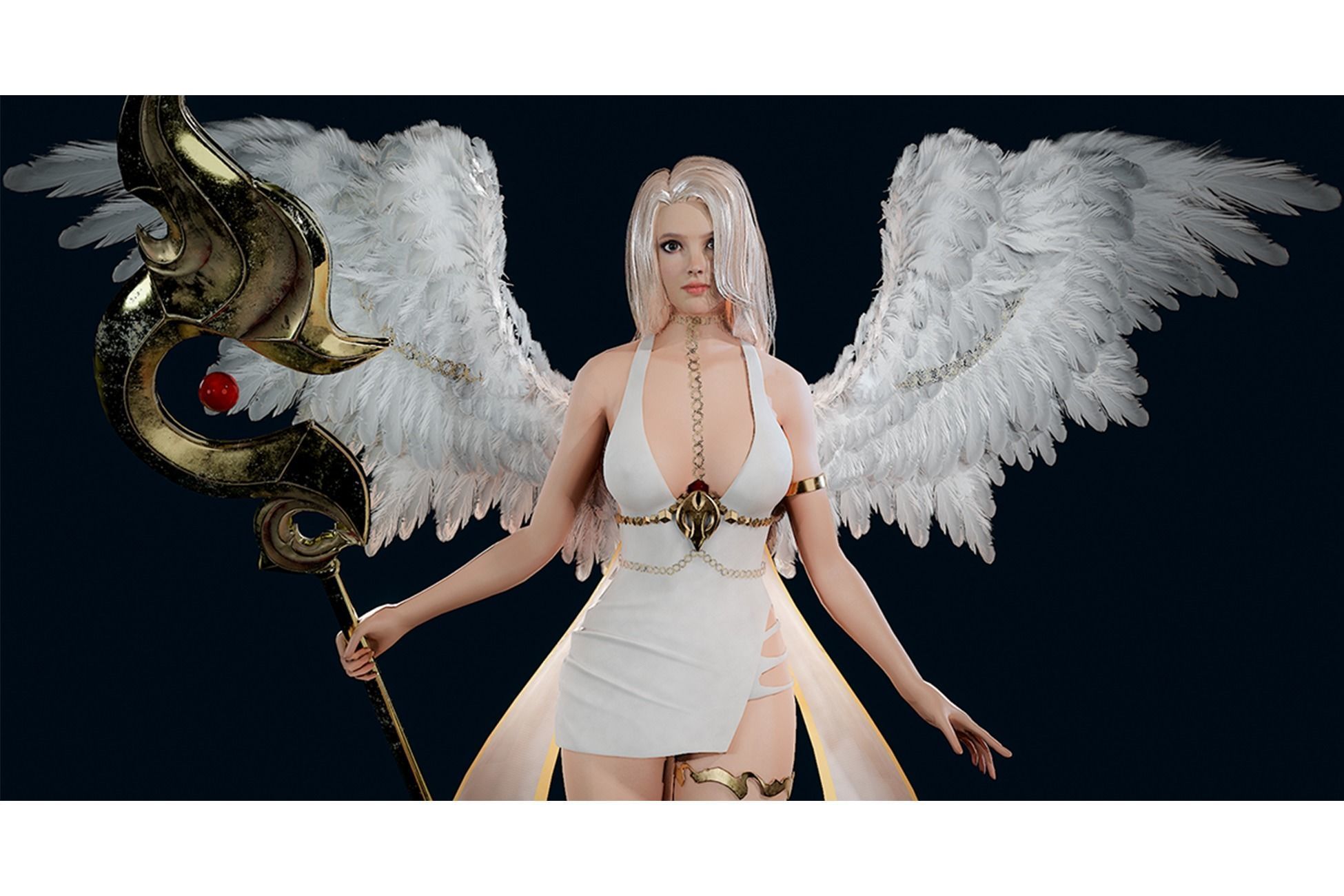 Angel Girl - Game Ready Low-poly 3D model_13