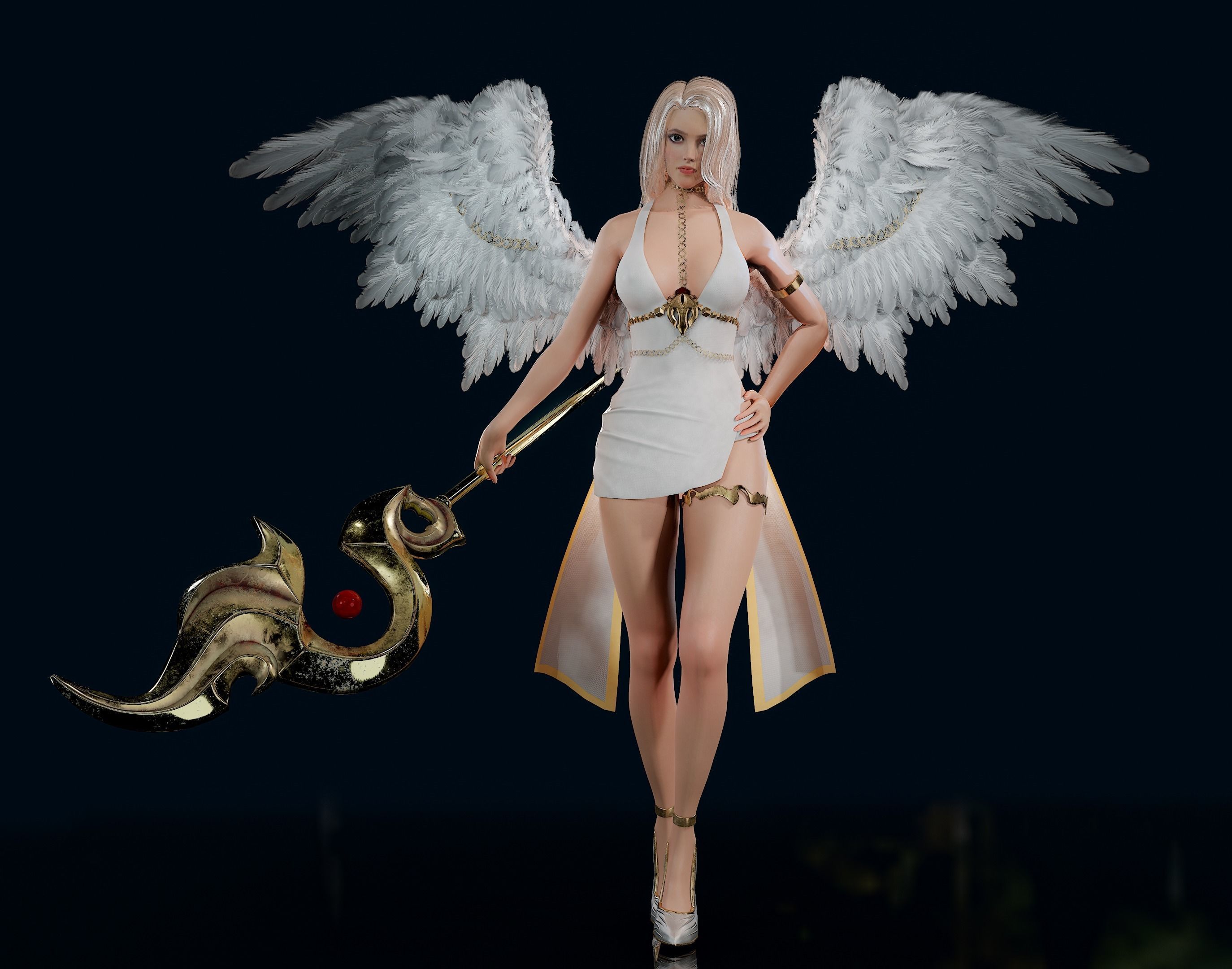 Angel Girl - Game Ready Low-poly 3D model_8