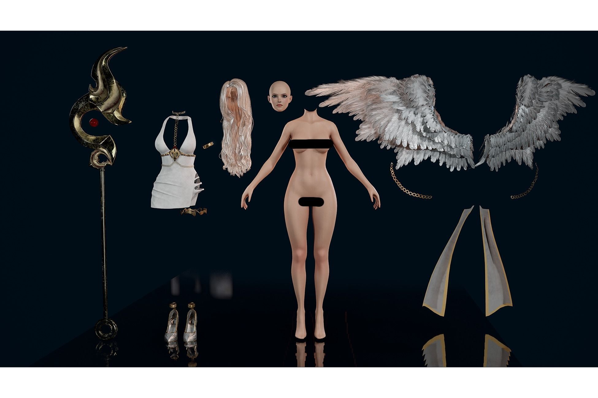 Angel Girl - Game Ready Low-poly 3D model_12