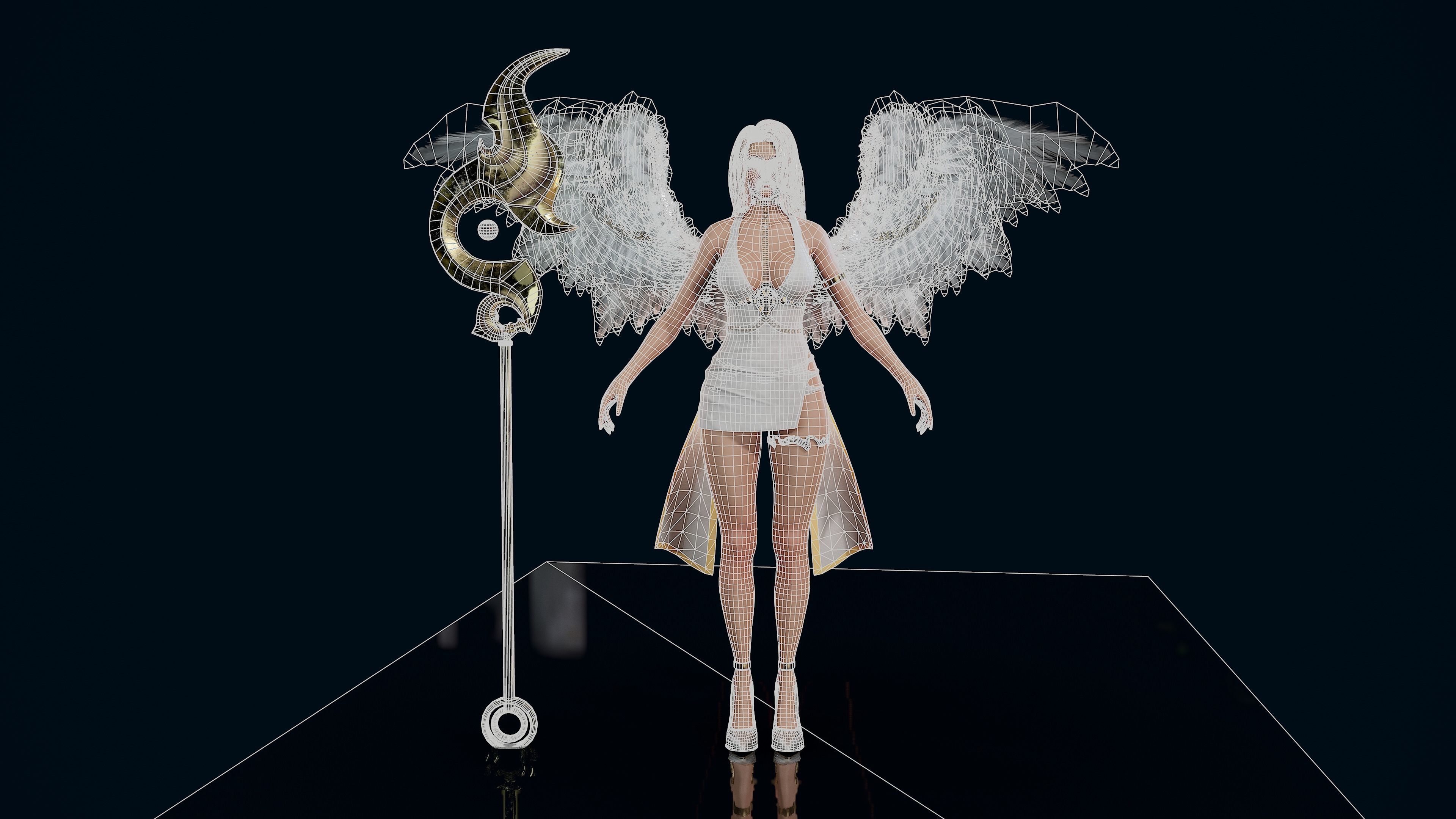 Angel Girl - Game Ready Low-poly 3D model_10