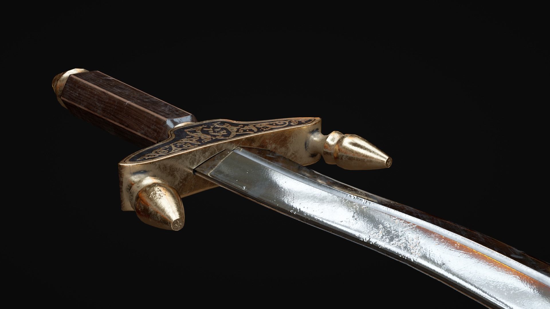 Byzantine Battle Sword Low-poly 3D model_6