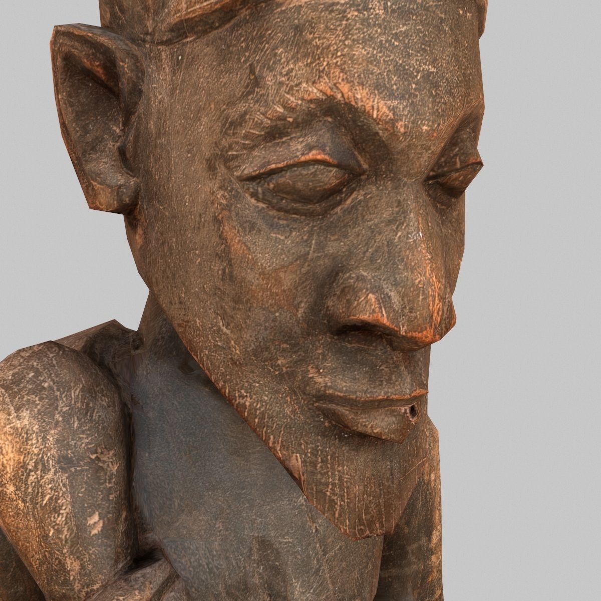 Dogon Statue Wood Weathered Low-poly 3D model_10