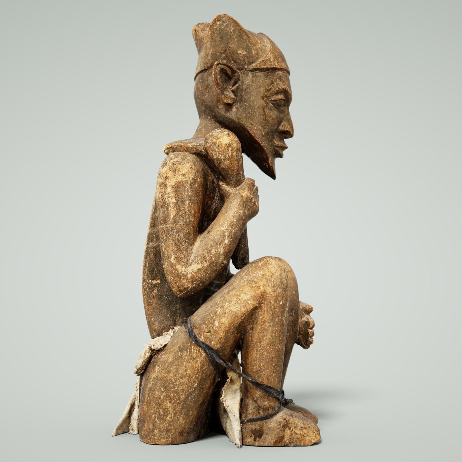 Dogon Statue Wood Weathered Low-poly 3D model_3