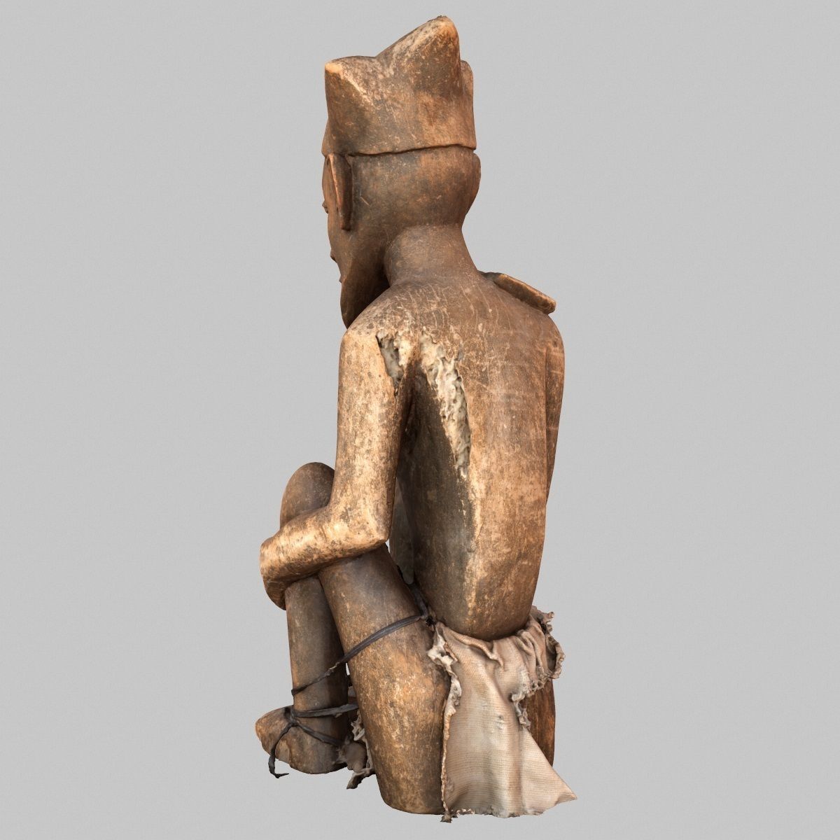 Dogon Statue Wood Weathered Low-poly 3D model_9