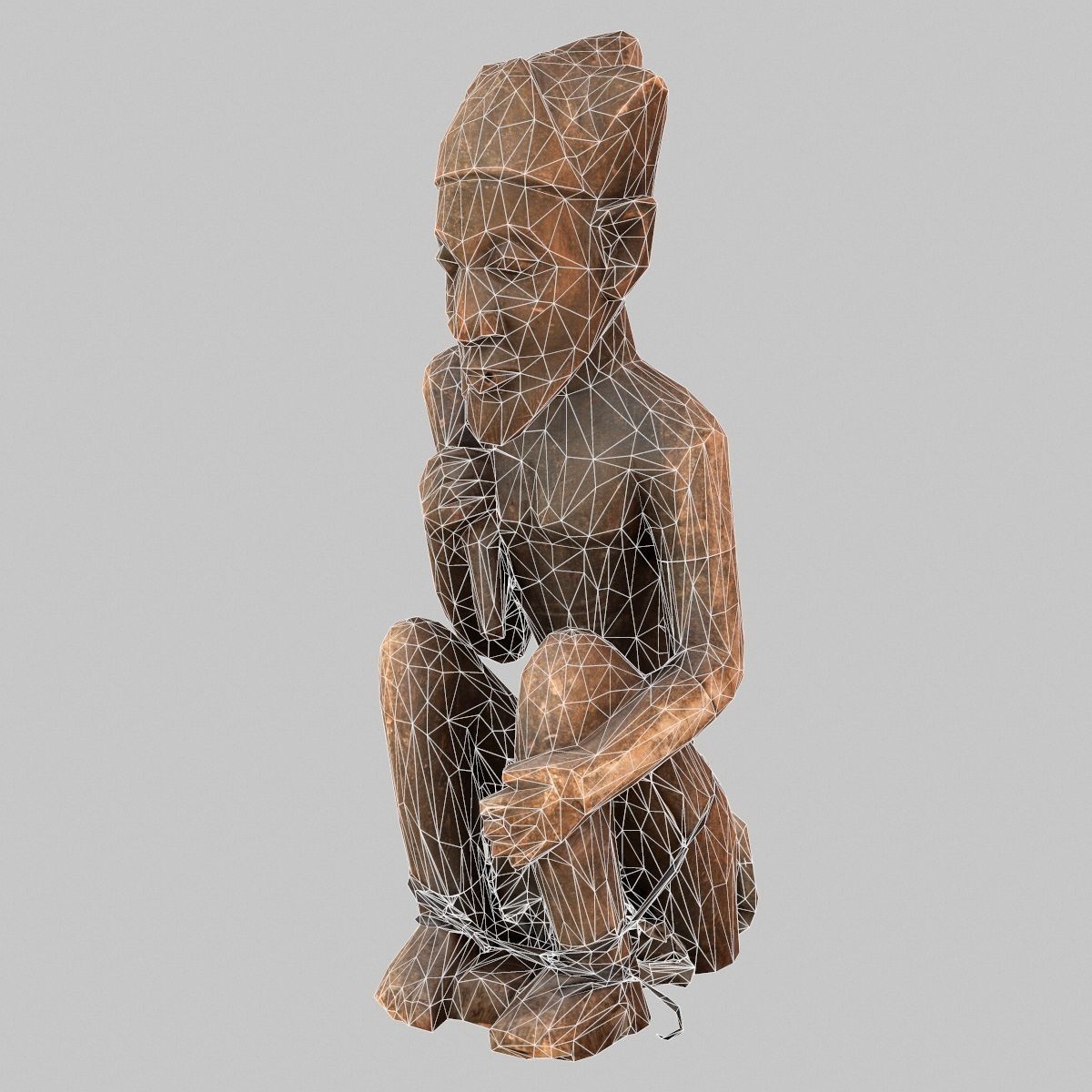 Dogon Statue Wood Weathered Low-poly 3D model_11