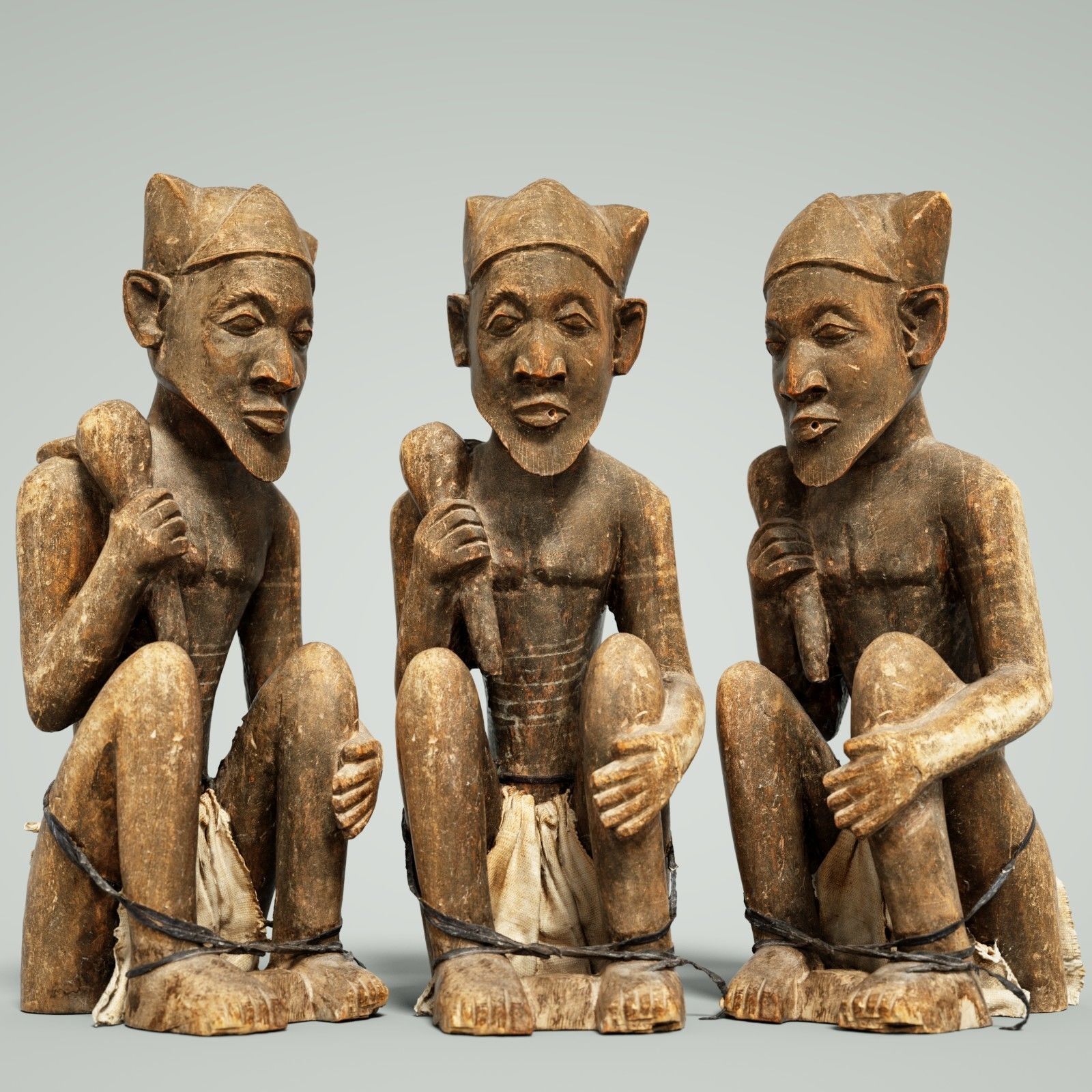 Dogon Statue Wood Weathered Low-poly 3D model_1