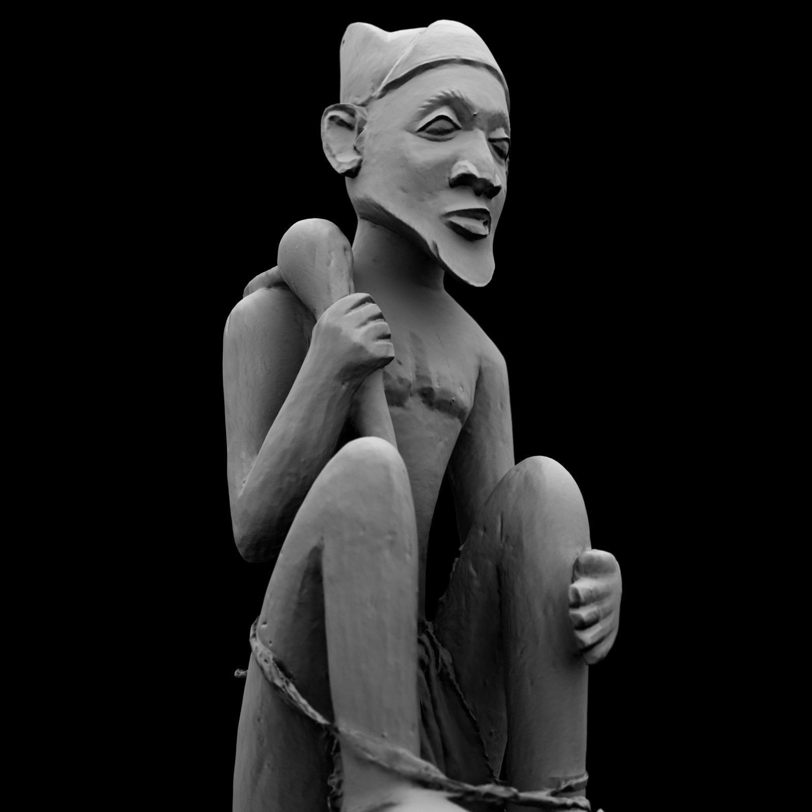Dogon Statue Wood Weathered Low-poly 3D model_6