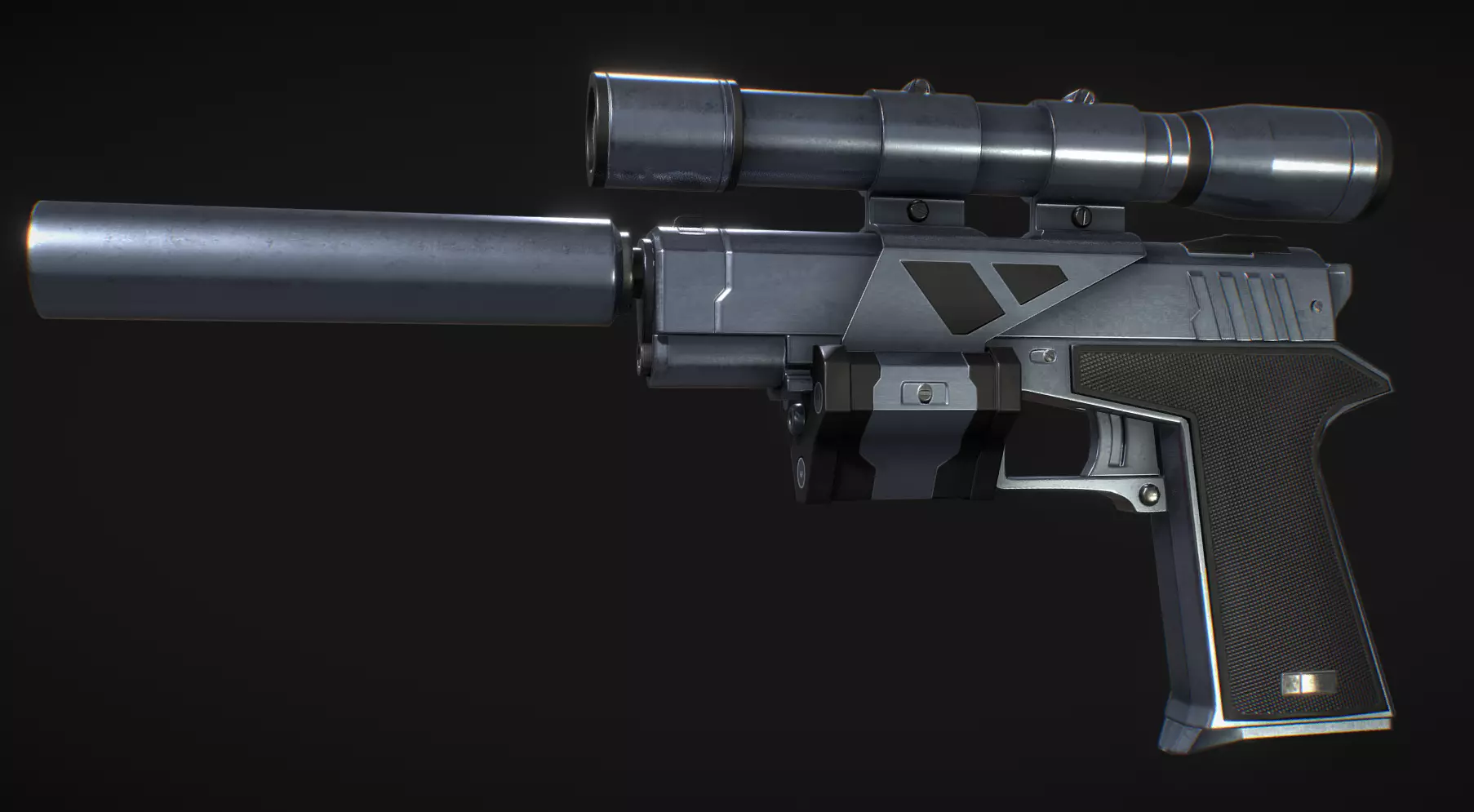 Falcon 2 gun with scope Low-poly 3D model_0