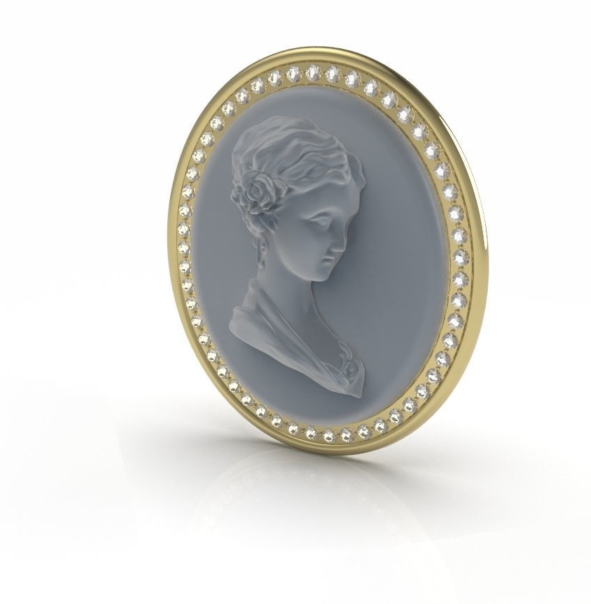 Cameo Brooche 02 3D print model_7