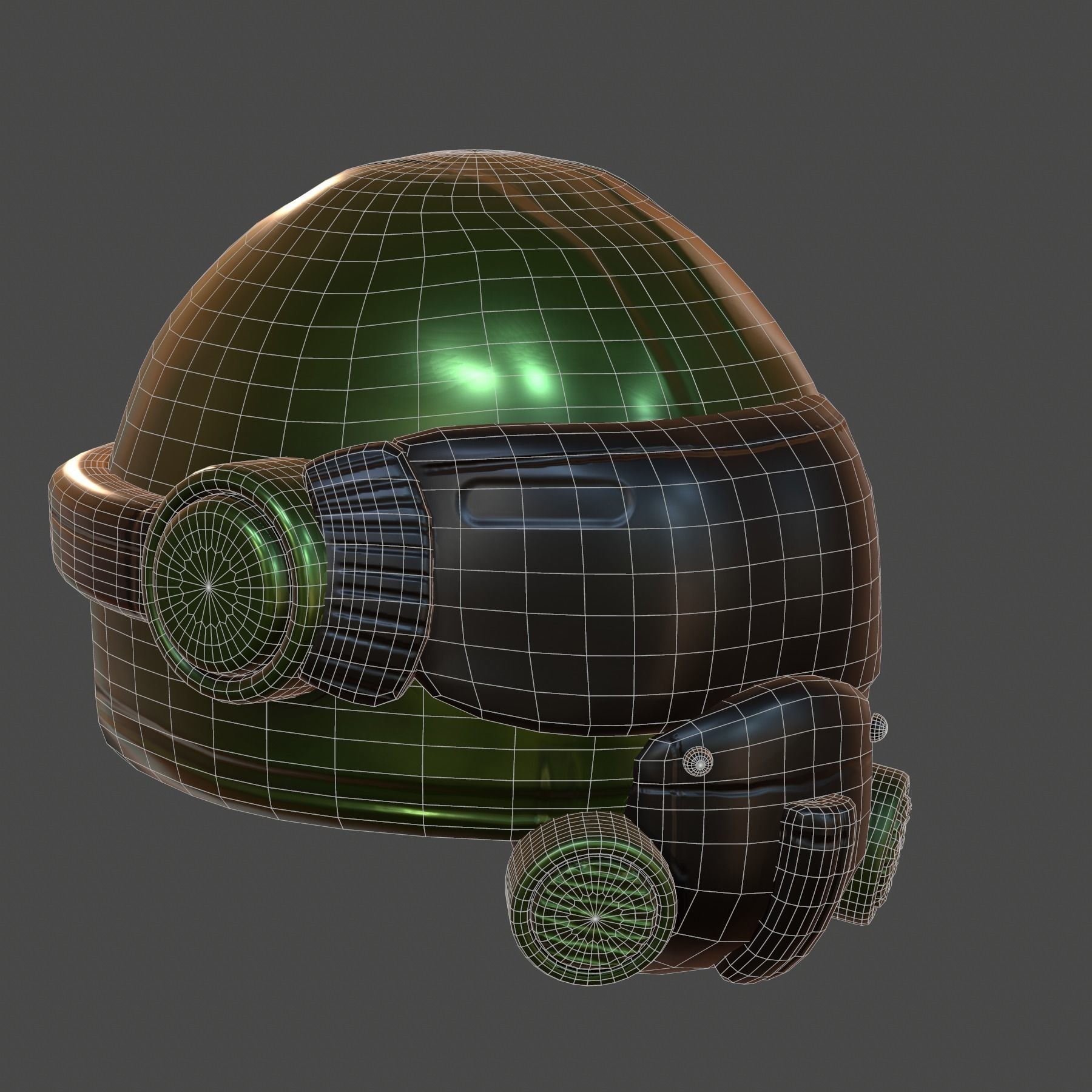 Helmet scifi military combat 3d model low poly Low-poly 3D model_2