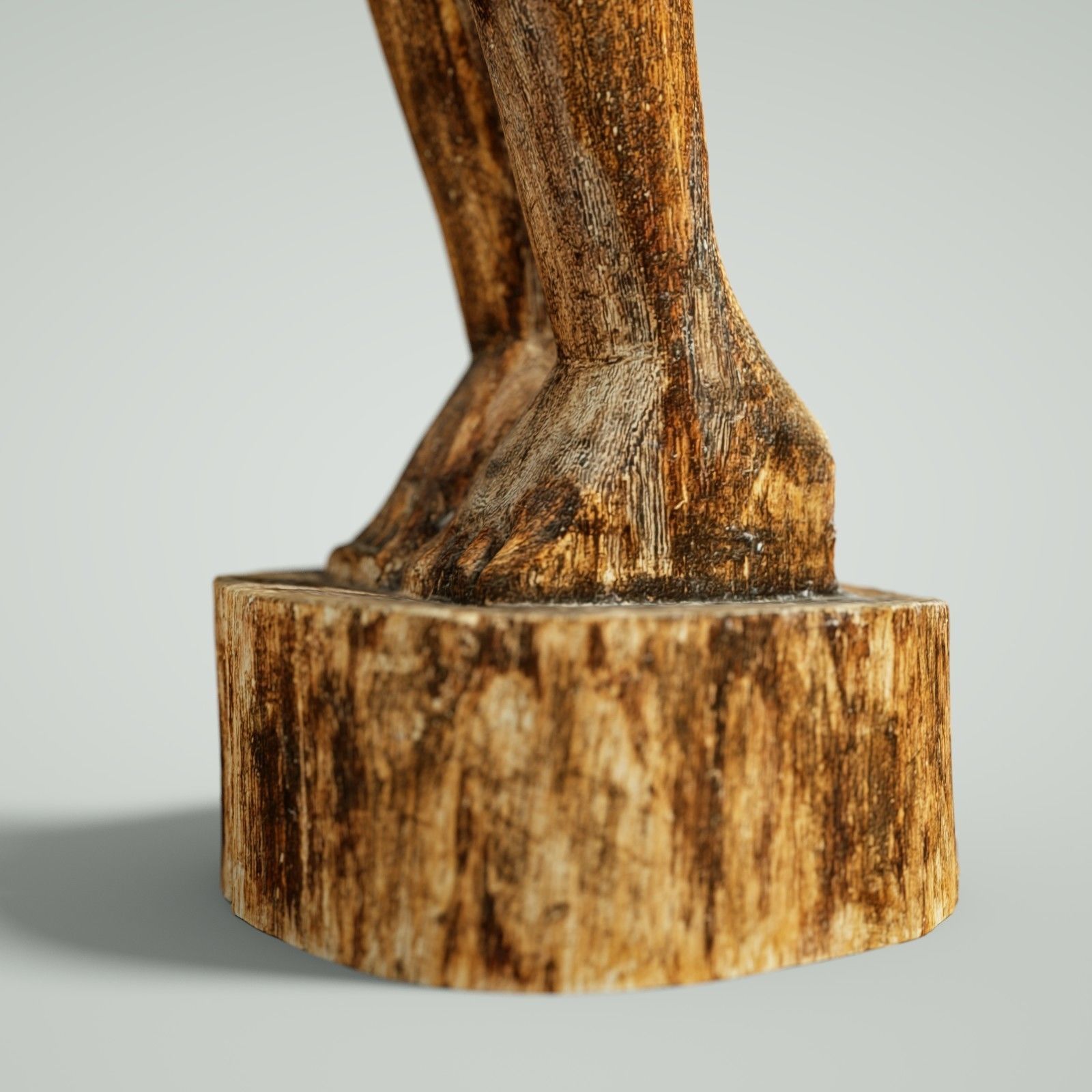 Tall African Wooden statue Low-poly 3D model_3